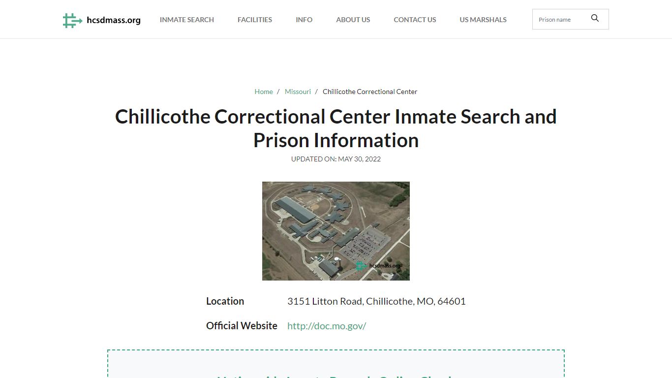 Chillicothe Correctional Center Inmate Search and Prison Information